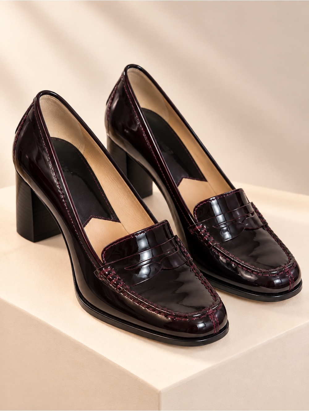 MICHAEL Michael Kors Bayville Deep Red /plum Patent Leather Loafer Pumps 10M